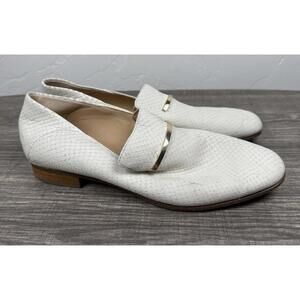 Clarks Cushion Plus White Snake Emboss Loafers Gold Bar Women’s 8.5 M